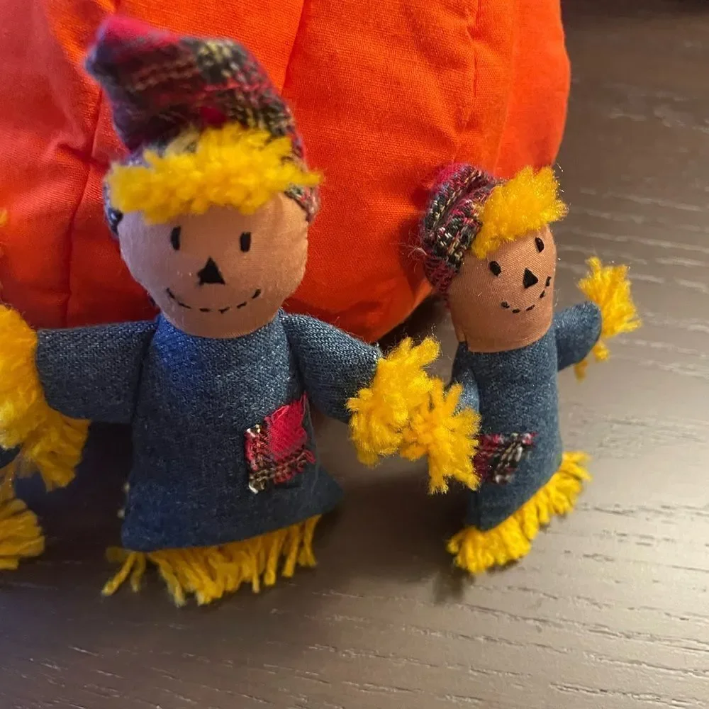Vintage Pier 1 Soft Pumpkin and Scarecrow Family